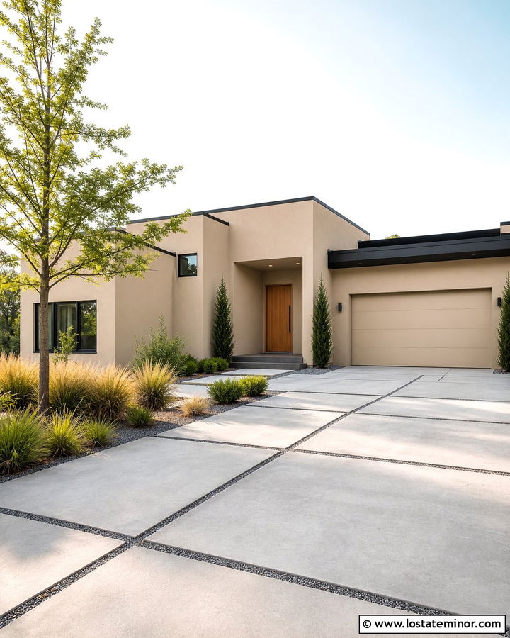 Sand House With Modern Grid Driveway - 30 Sand House Design With Driveway Ideas