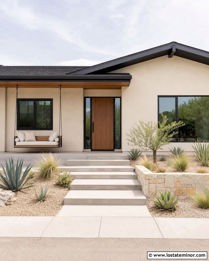 Sand House With Modern Metal Swing - 30 Sand House Design With Swing Ideas