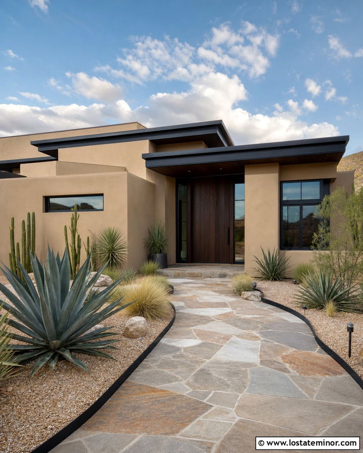 Sand House With Mosaic Stone Walkway - 30 Sand House Design With Walkway Ideas