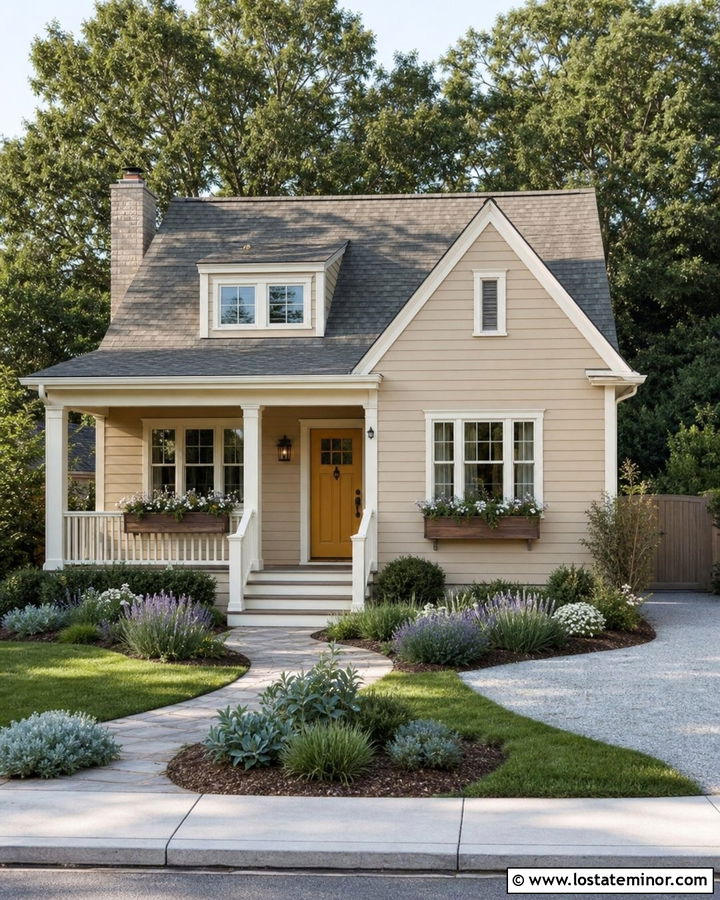 Sand House With Mustard Yellow Entry Door - 30 Sand House Design With Entry Door Ideas
