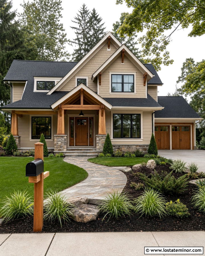 Sand House With Natural Wood Mailbox - 30 Sand House Design With Mailbox Ideas