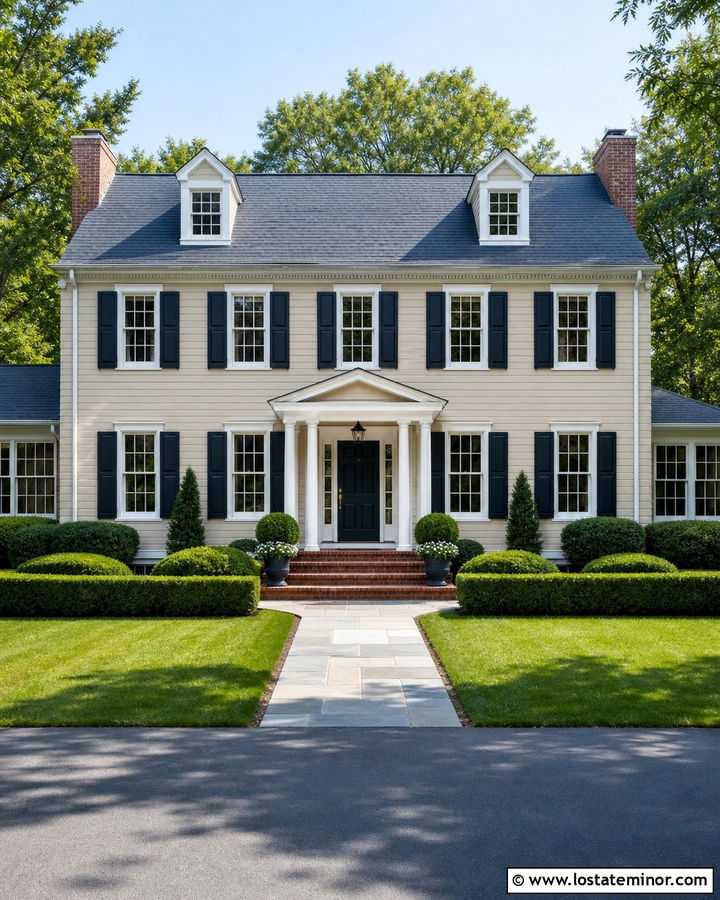 Sand House With Navy Blue Entry Door - 30 Sand House Design With Entry Door Ideas