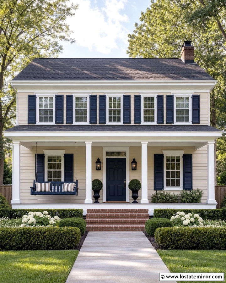 Sand House With Navy Porch Swing - 30 Sand House Design With Swing Ideas