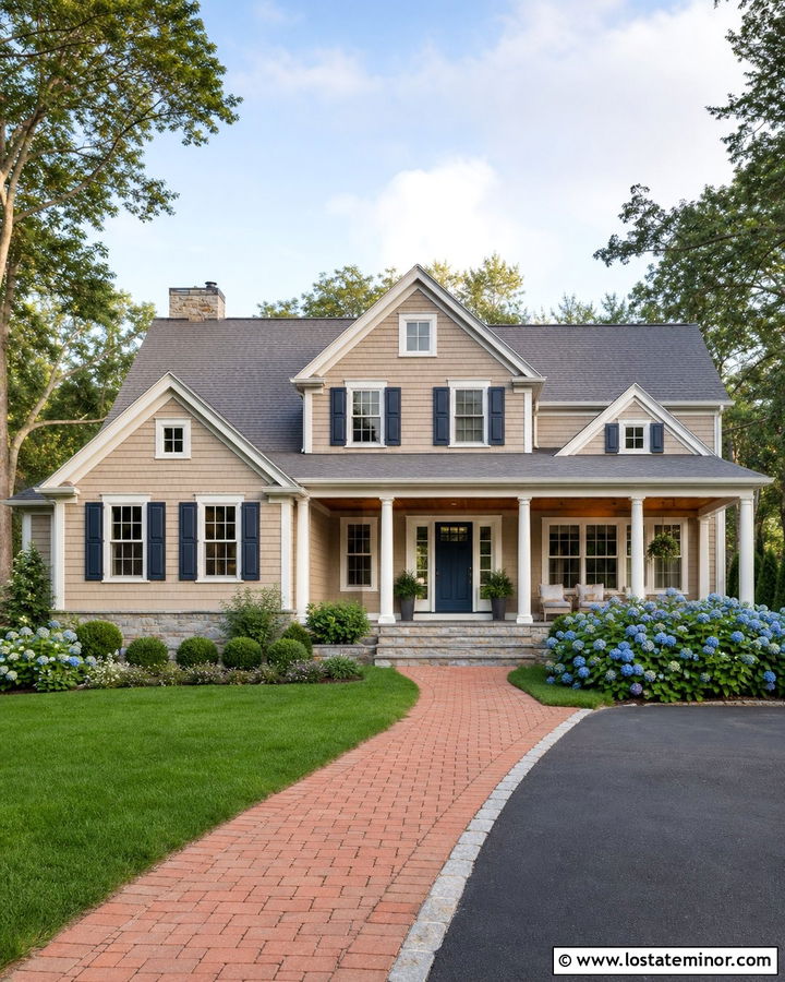 Sand House With Navy Shutter Gables - 30 Sand House Design With Gables Ideas