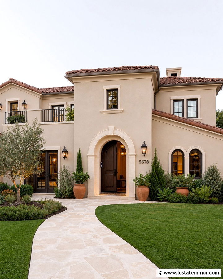 Sand House With Numbers Beside An Arched Entry - 30 Sand House Design With House Numbers Ideas