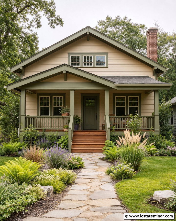 Sand House With Olive Green Trim - 30 Sand House Design With Trim Ideas