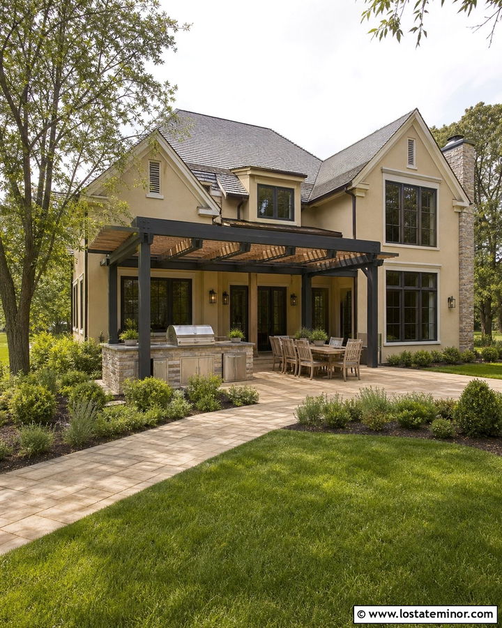 Sand House With Pergola Outdoor Kitchen - 30 Sand House Design With Pergola Ideas
