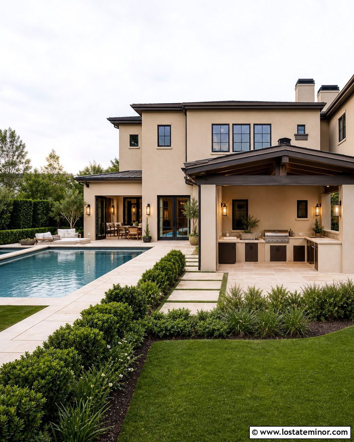 Sand House With Pool And Outdoor Kitchen - 30 Sand House Design With Swimming Pool Ideas