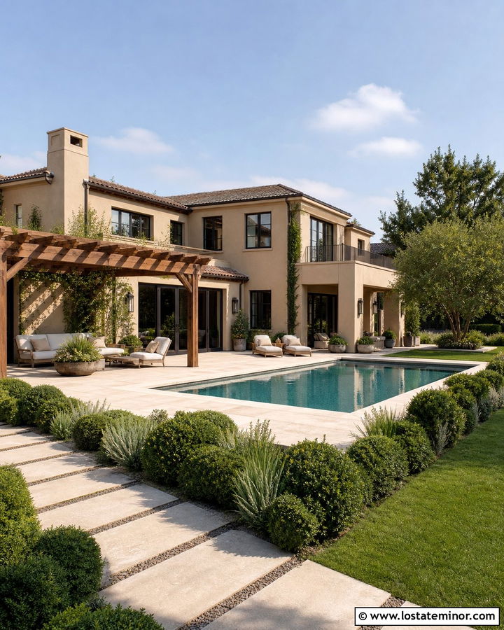 Sand House With Pool And Pergola - 30 Sand House Design With Swimming Pool Ideas
