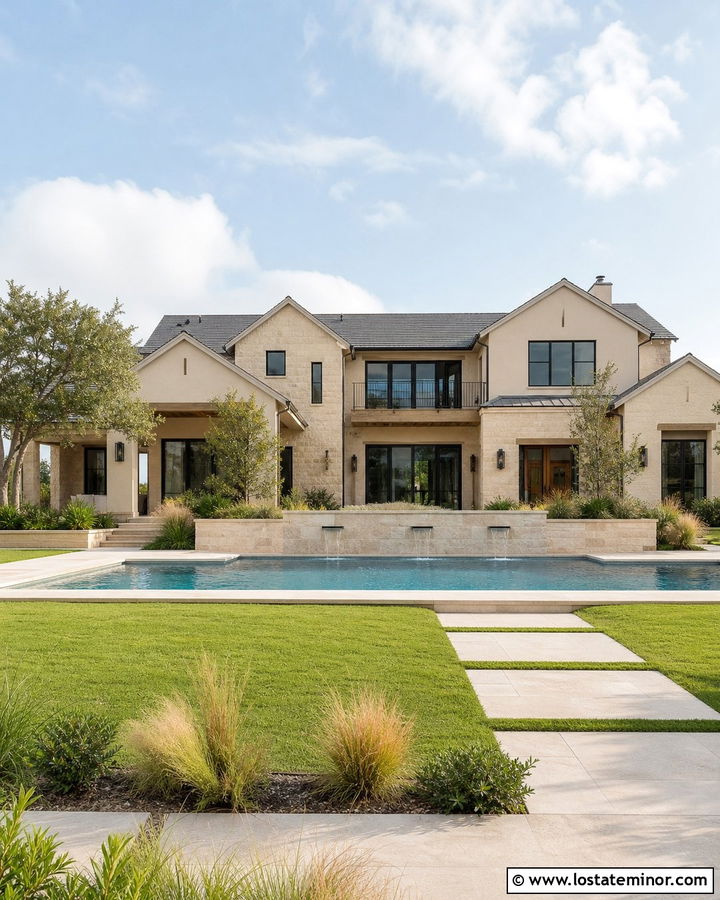 Sand House With Pool And Stone Wall - 30 Sand House Design With Swimming Pool Ideas