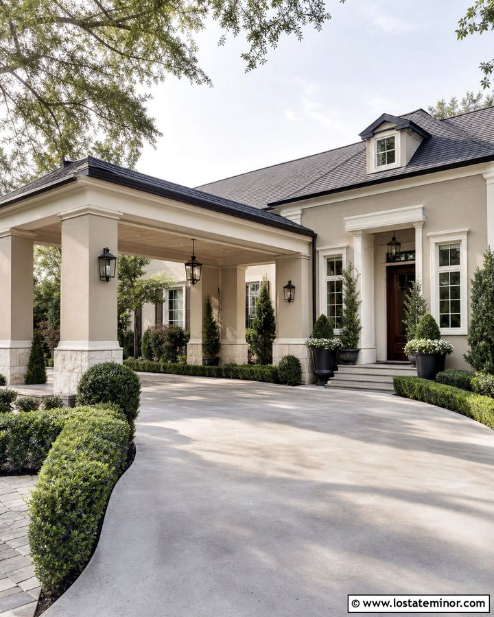 Sand House With Porte Cochere Carport - 30 Sand House Design With Carport Ideas