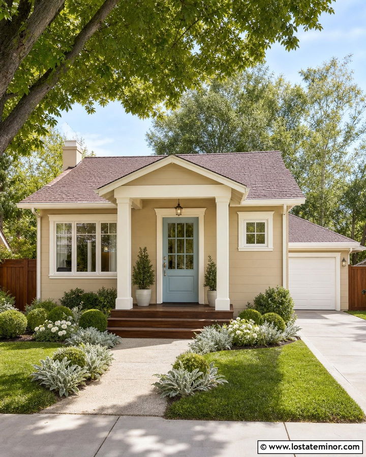 Sand House With Powder Blue Entry Door - 30 Sand House Design With Entry Door Ideas