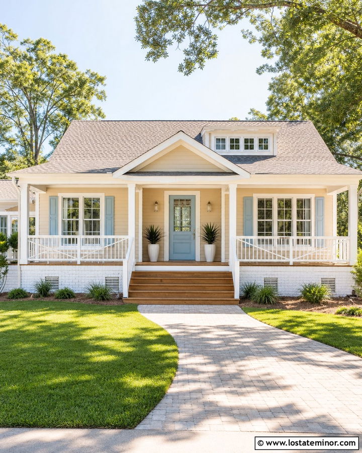 Sand House With Powder Blue Storm Door - 30 Sand House Design With Storm Door Ideas