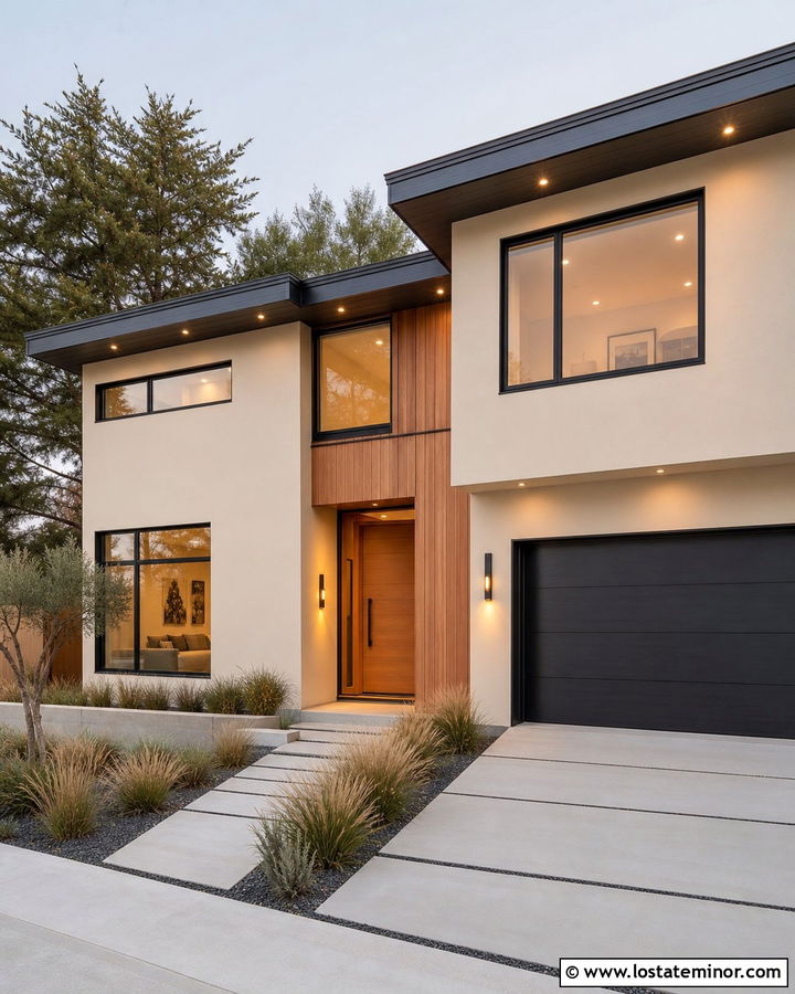 Sand House With Recessed Soffit Lighting - 30 Sand House Design With Lighting Ideas