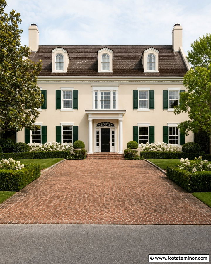 Sand House With Red Brick Driveway - 30 Sand House Design With Driveway Ideas