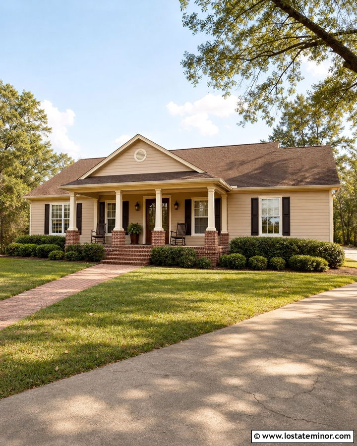 Sand House With Red Brick Front Porch - 30 Sand House Design With Front Porch Ideas