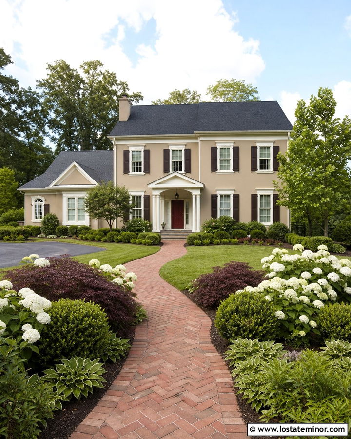 Sand House With Red Brick Walkway - 30 Sand House Design With Landscaping Ideas