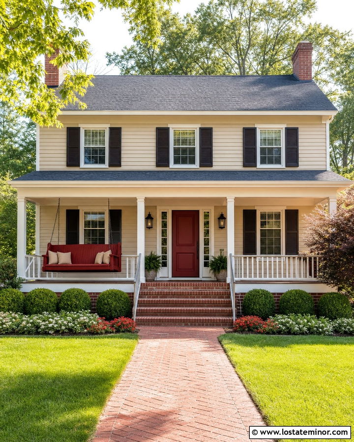 Sand House With Red Porch Swing - 30 Sand House Design With Swing Ideas