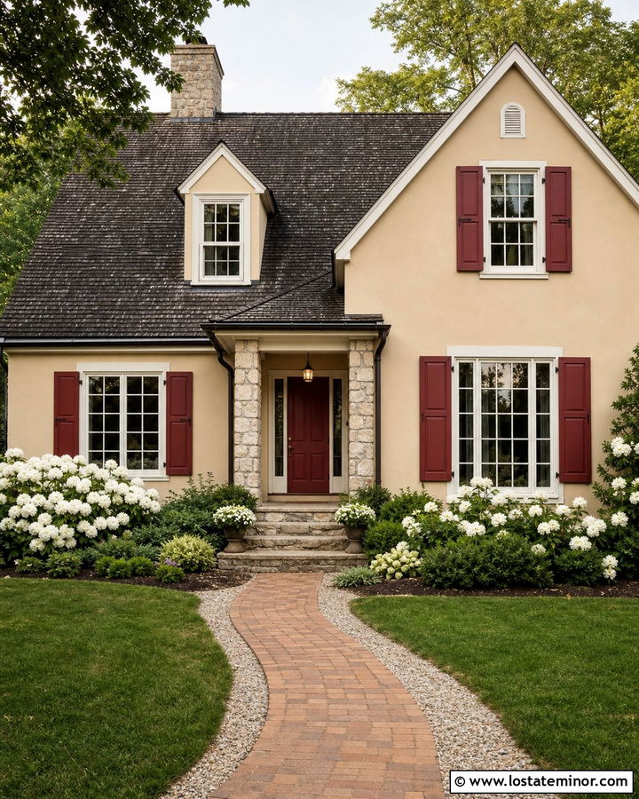 Sand House With Red Shutters - 30 Sand House Design With Shutters Ideas