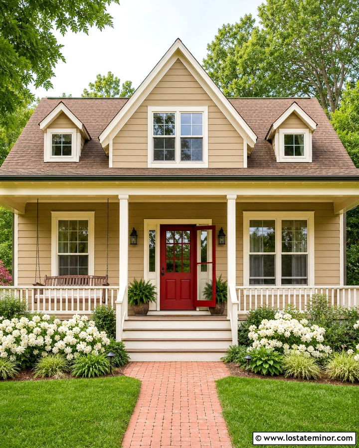 Sand House With Red Storm Door - 30 Sand House Design With Storm Door Ideas