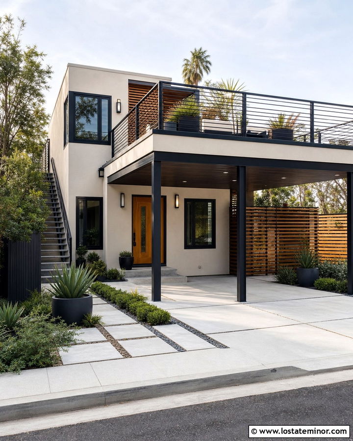 Sand House With Rooftop Deck Carport - 30 Sand House Design With Carport Ideas