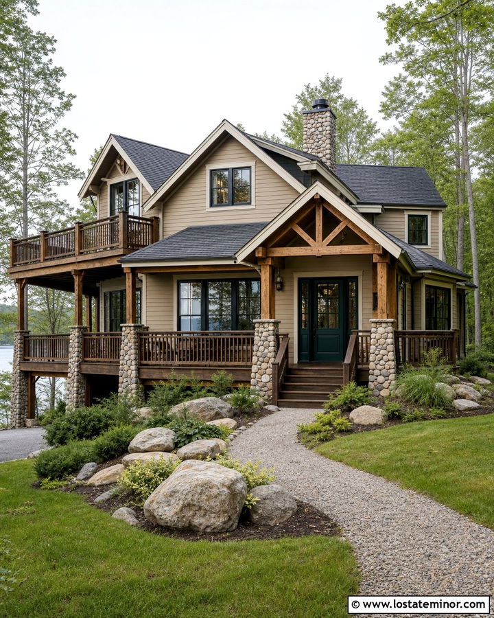 Sand House With Rustic Timber Deck - 30 Sand House Design With Deck Ideas