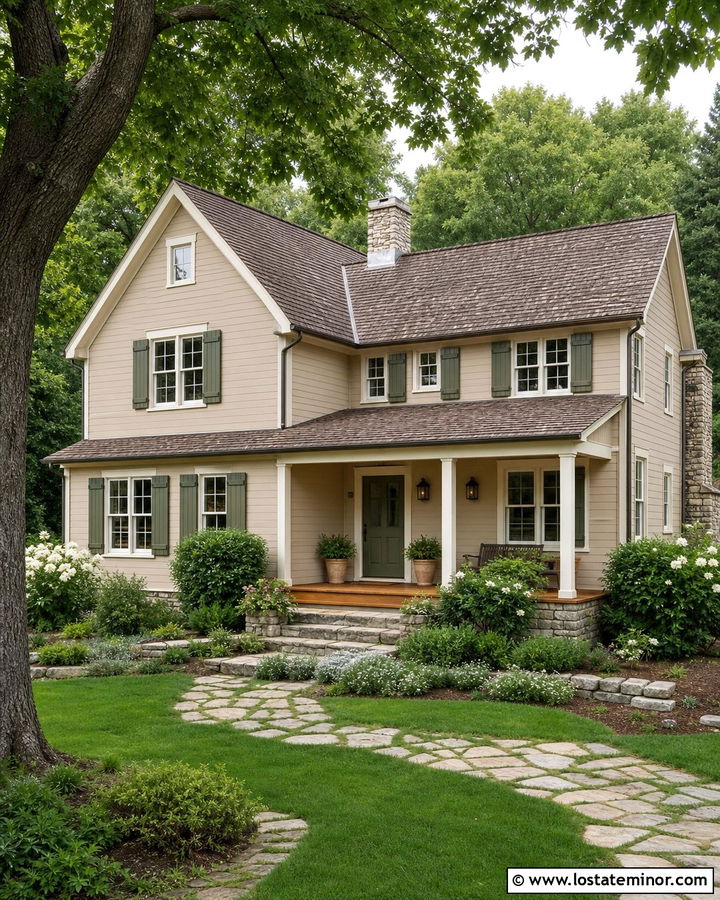Sand House With Sage Green Accents - 30 Sand House Design With Accents Ideas