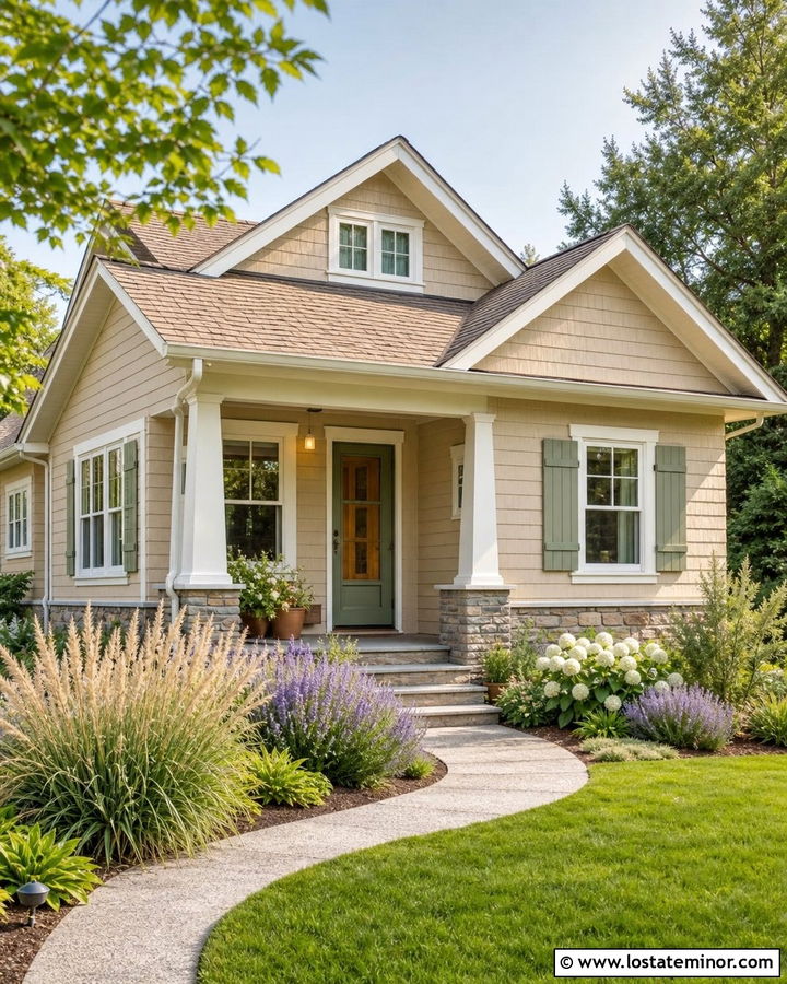 Sand House With Sage Green Storm Door - 30 Sand House Design With Storm Door Ideas