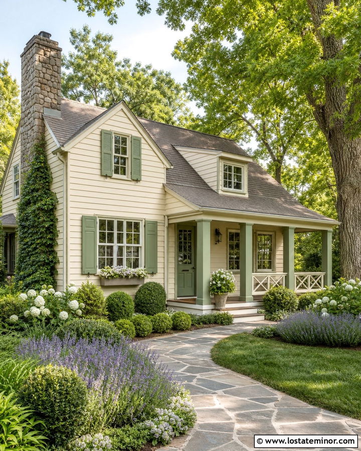 Sand House With Sage Green Trim - 30 Sand House Design With Trim Ideas