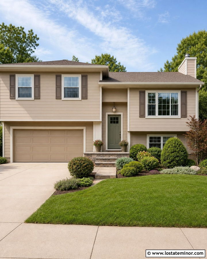 Sand House With Sandstone Garage Door - 30 Sand House Design With Garage Door Ideas