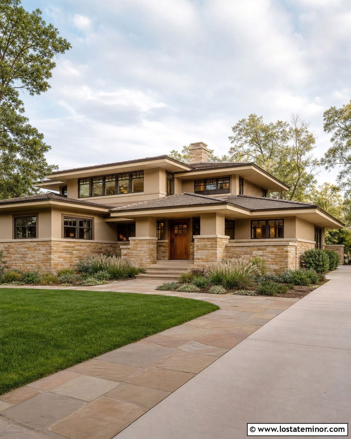 Sand House With Sandstone Wainscoting And Bronze Windows - 30 Sand House Design With Wainscoting Ideas