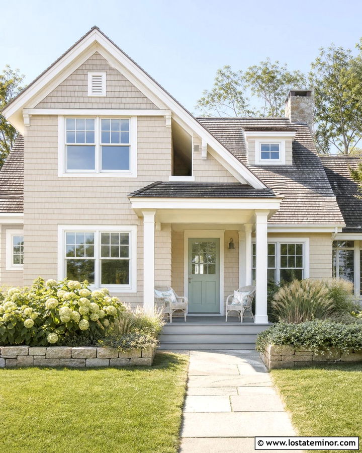 Sand House With Sea Glass Green Front Door And Gray Shingles - 30 Sand House Design With Front Door Ideas