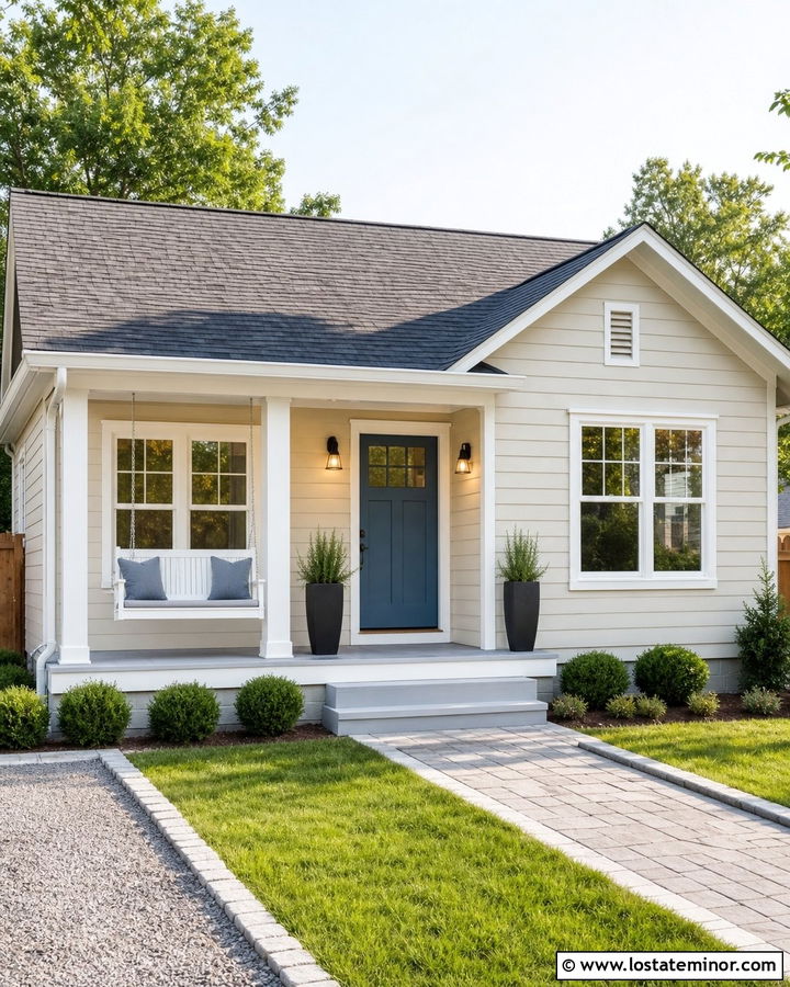 Sand House With Small Front Porch Swing - 30 Sand House Design With Swing Ideas