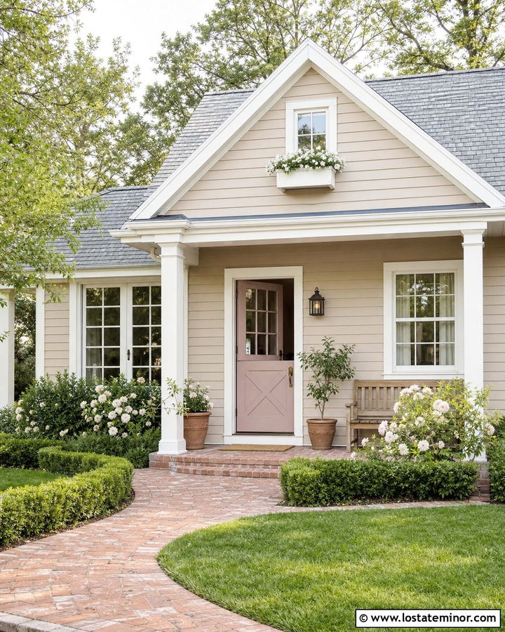 Sand House With Soft Pink Dutch Door - 30 Sand House Design With Dutch Door Ideas