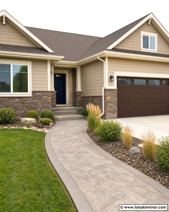 Sand House With Stamped Concrete Walkway - 30 Sand House Design With Walkway Ideas
