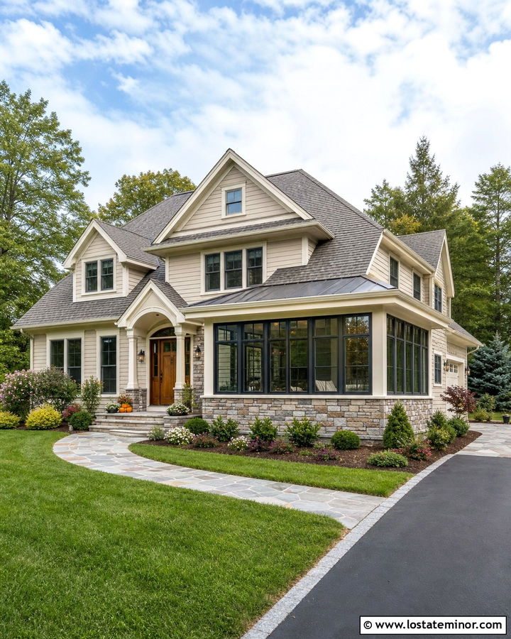 Sand House With Stone Base Sunroom - 30 Sand House Design With Sunroom Ideas