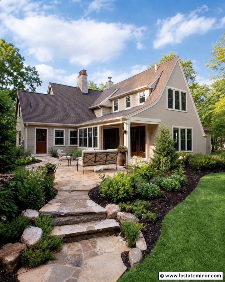 Sand House With Stone Patio - 30 Sand House Design With Backyard Ideas