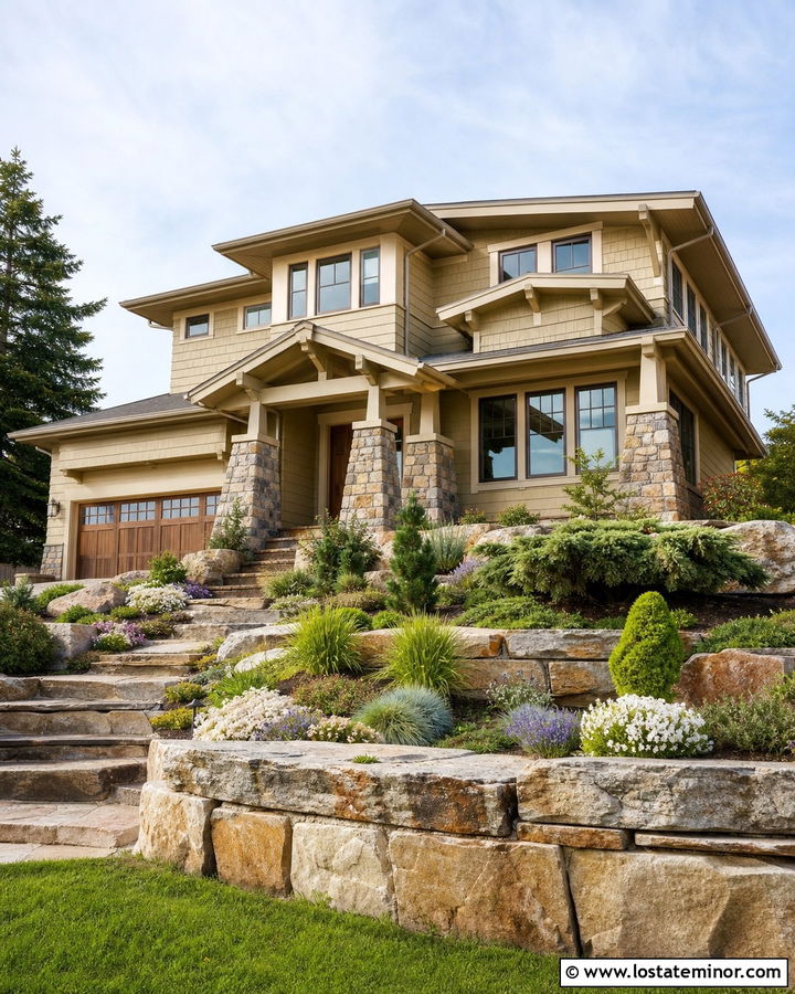 Sand House With Stone Retaining Walls - 30 Sand House Design With Landscaping Ideas