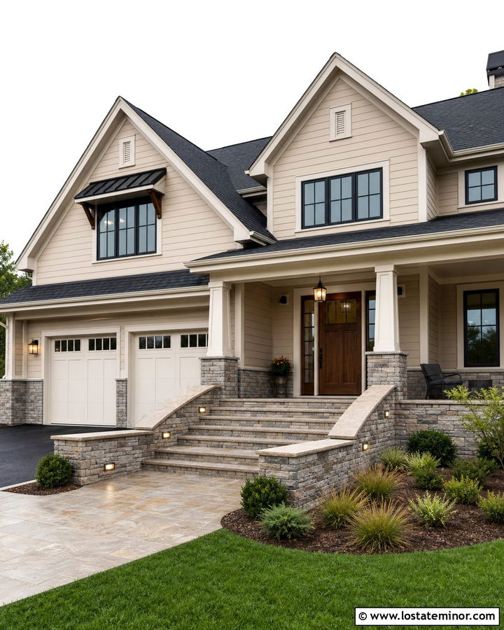 Sand House With Stone Veneer Stair Walls - 30 Sand House Design With Steps Ideas