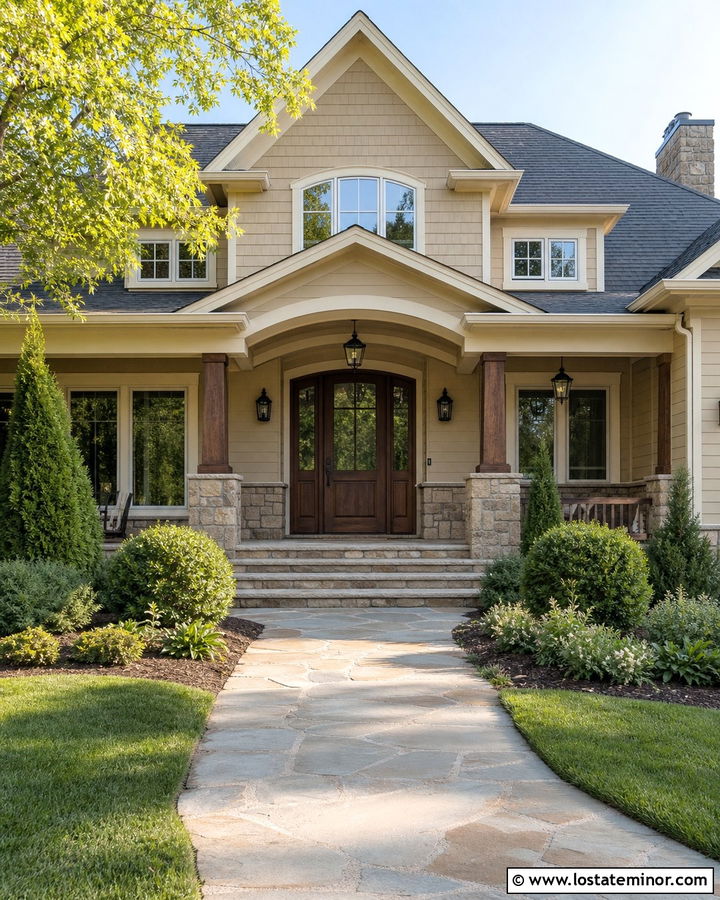 Sand House With Stone Wainscoting And Columns - 30 Sand House Design With Wainscoting Ideas