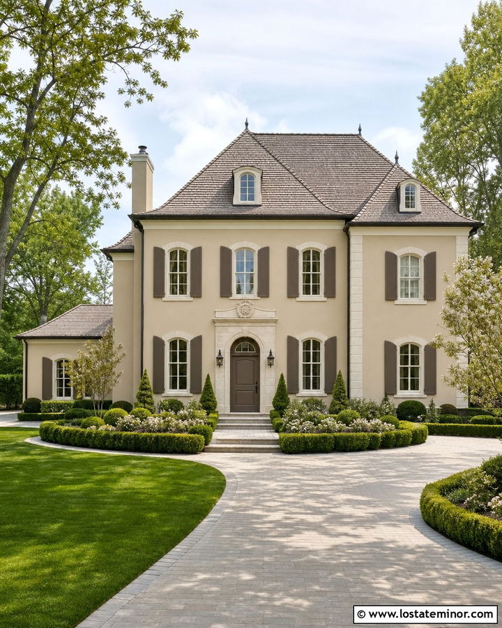 Sand House With Taupe Entry Door - 30 Sand House Design With Entry Door Ideas
