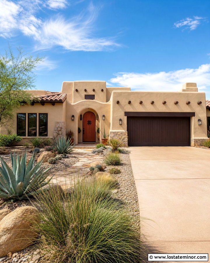 Sand House With Terracotta Entry Door - 30 Sand House Design With Entry Door Ideas