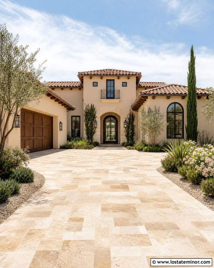Sand House With Travertine Driveway - 30 Sand House Design With Driveway Ideas