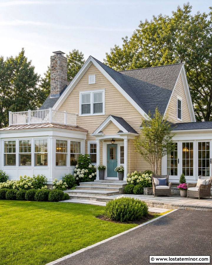 Sand House With White Framed Sunroom - 30 Sand House Design With Sunroom Ideas