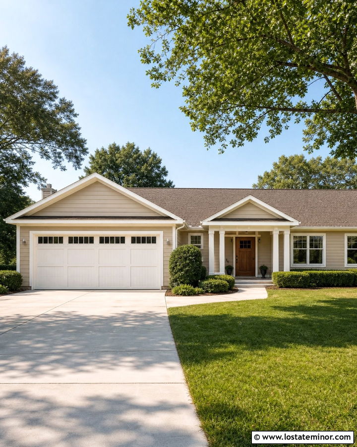 Sand House With White Garage Door - 30 Sand House Design With Garage Door Ideas
