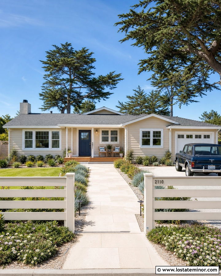 Sand House With White Horizontal Fence - 30 Sand House Design With Fence Ideas