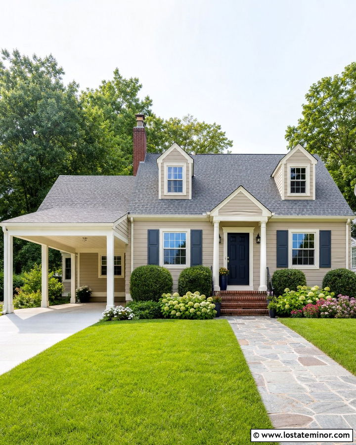 Sand House With White Trim Carport - 30 Sand House Design With Carport Ideas