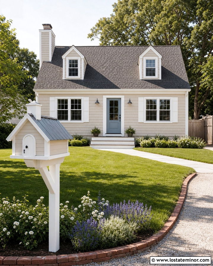 Sand House With White Wood Mailbox - 30 Sand House Design With Mailbox Ideas
