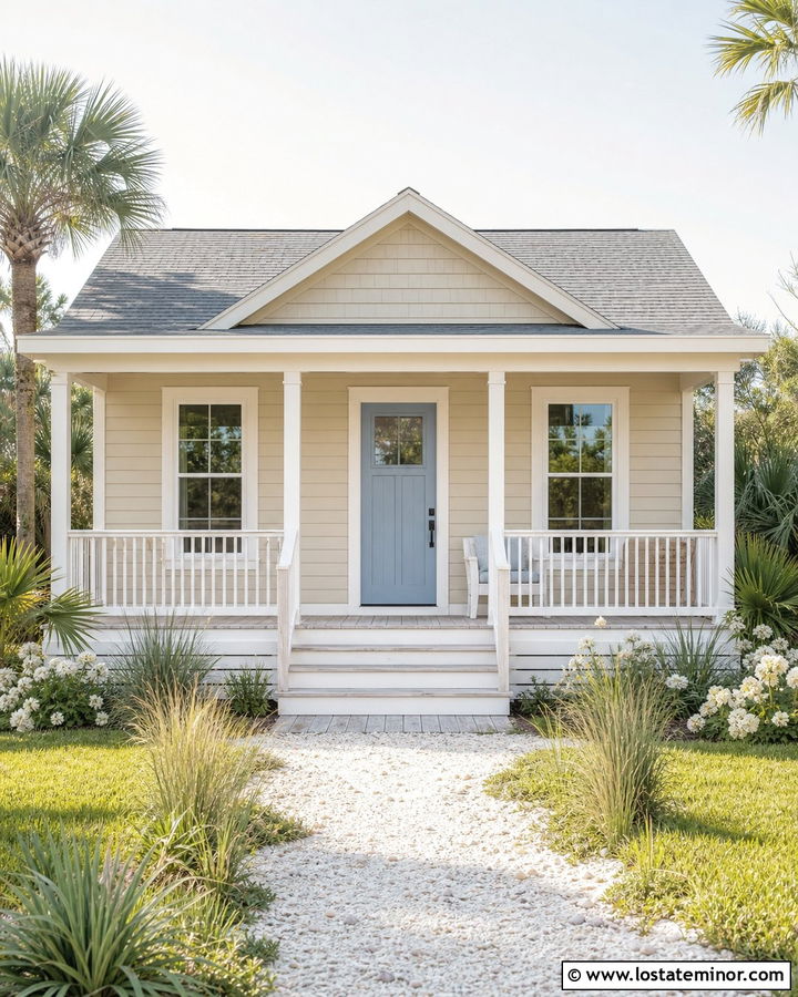 Sand House With Whitewashed Wood Deck - 30 Sand House Design With Deck Ideas