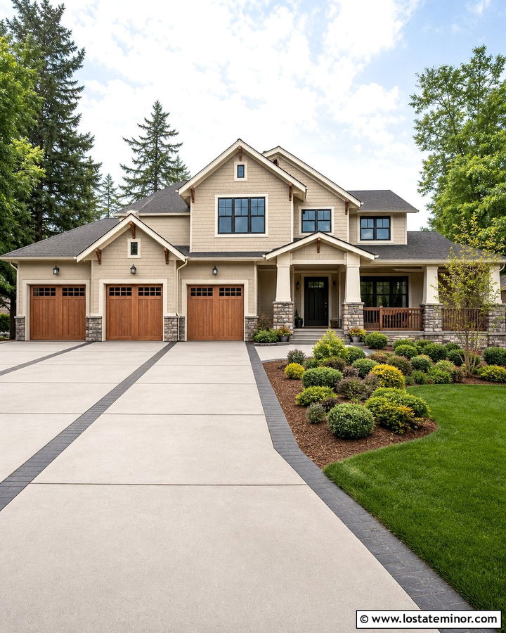 Sand House With Wide Garage Driveway - 30 Sand House Design With Driveway Ideas